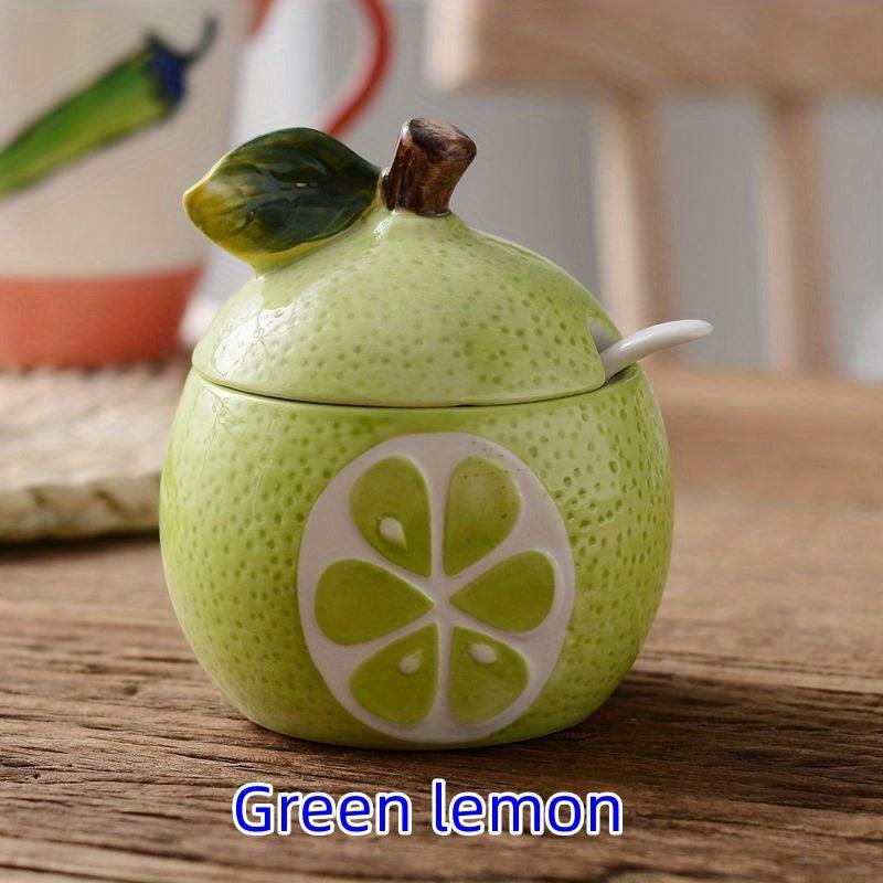 Cartoon Hand Painted Ceramic Seasoning Pot with Lid for Salt Pepper Spices