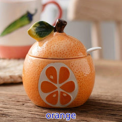 Cartoon Hand Painted Ceramic Seasoning Pot with Lid for Salt Pepper Spices