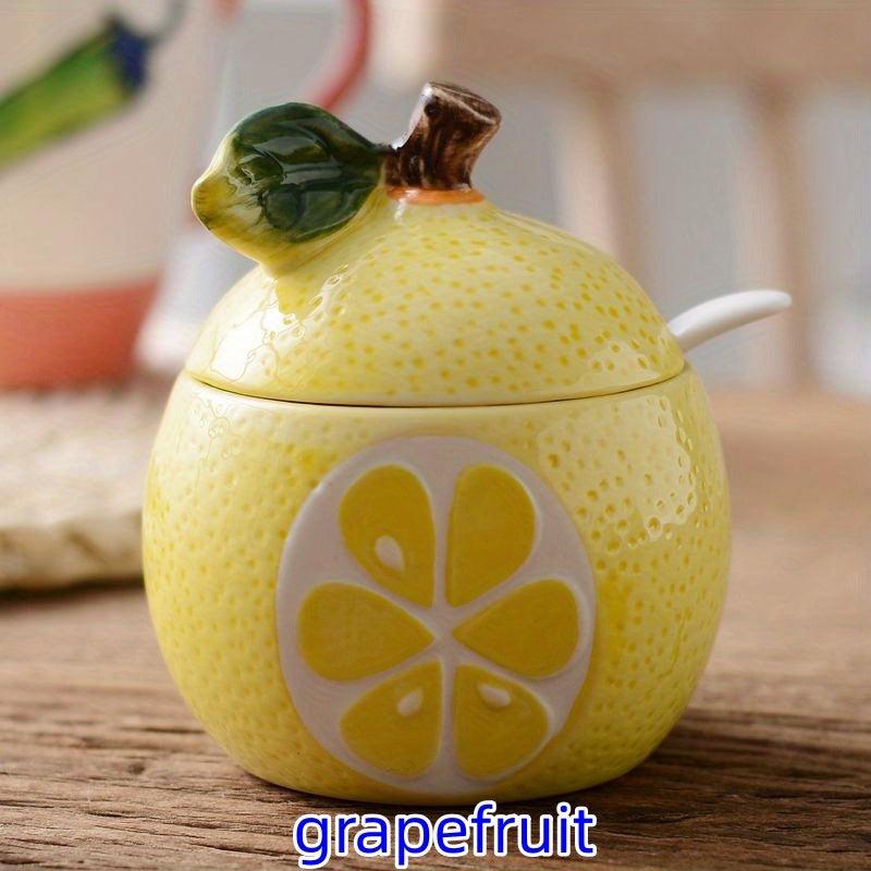 Cartoon Hand Painted Ceramic Seasoning Pot with Lid for Salt Pepper Spices