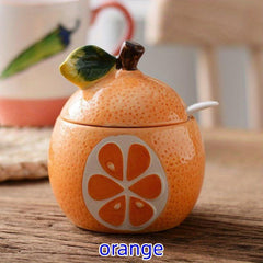 Cartoon Hand Painted Ceramic Seasoning Pot with Lid for Salt Pepper Spices