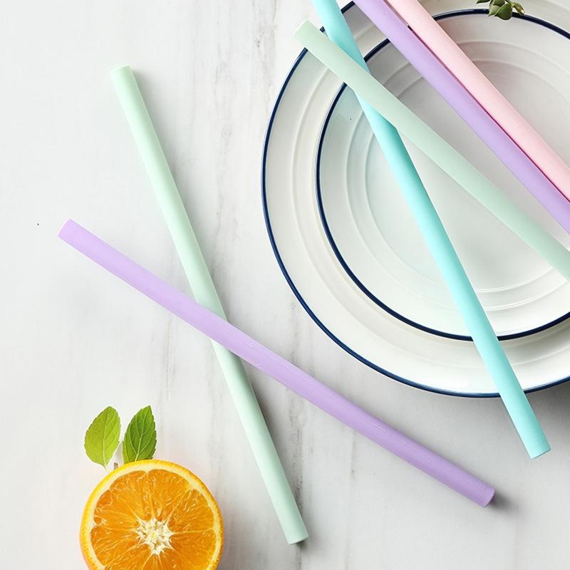1pc Silicone Drinking Straw Large Straight Reusable Random