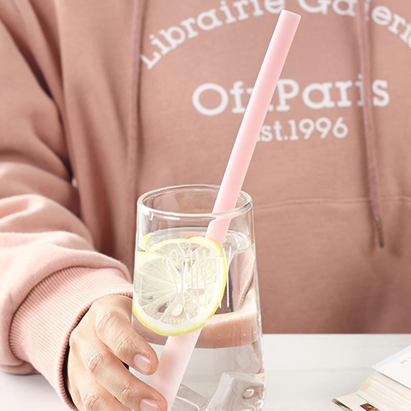1pc Silicone Drinking Straw Large Straight Reusable Random