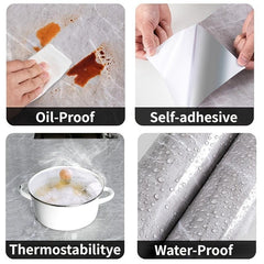 Kitchen Backsplash Stickers Self Adhesive Aluminum Foil Waterproof Wallpaper