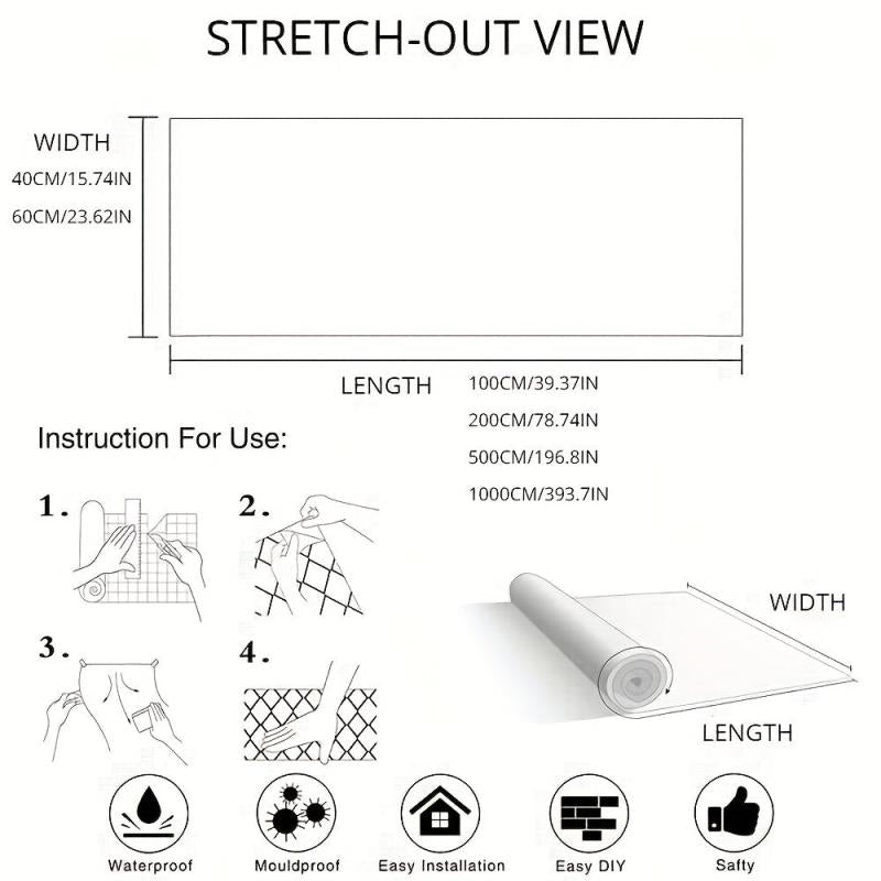 Kitchen Backsplash Stickers Self Adhesive Aluminum Foil Waterproof Wallpaper