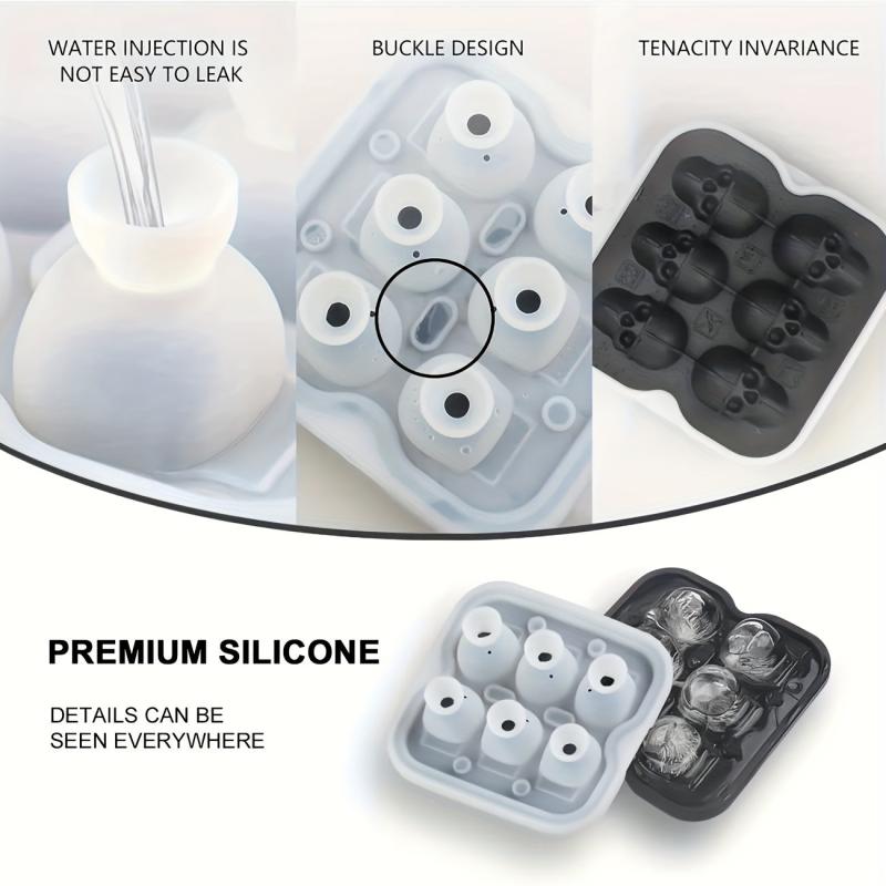 Skull Ice Cube Mold Silicone Tray for Halloween Whiskey Candy Chocolate