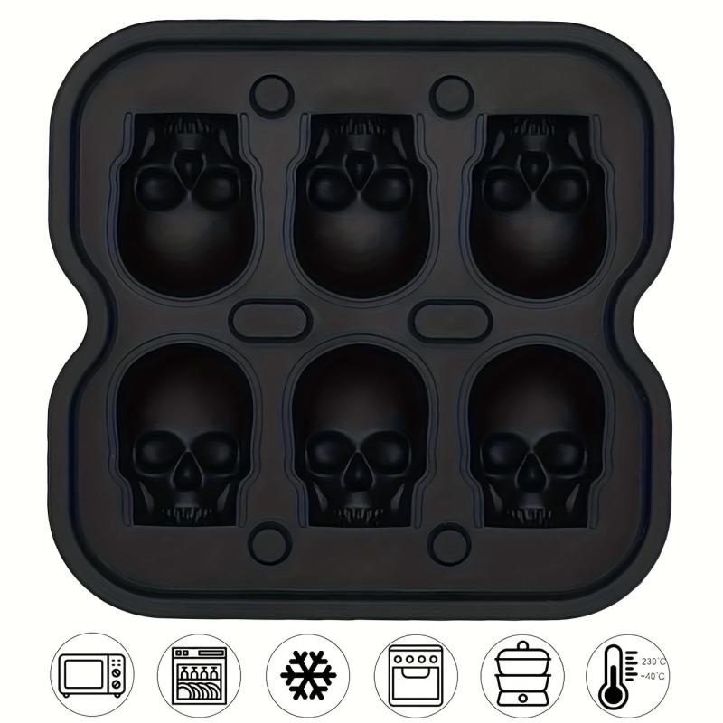 Skull Ice Cube Mold Silicone Tray for Halloween Whiskey Candy Chocolate