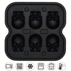 Skull Ice Cube Mold Silicone Tray for Halloween Whiskey Candy Chocolate