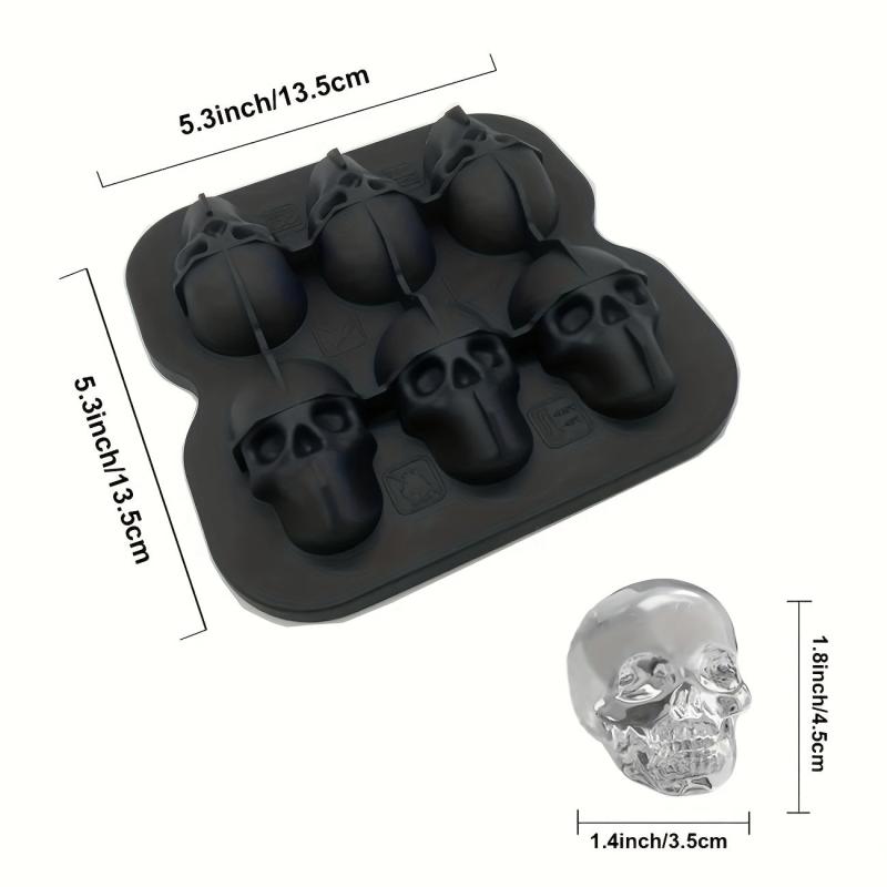 Skull Ice Cube Mold Silicone Tray for Halloween Whiskey Candy Chocolate