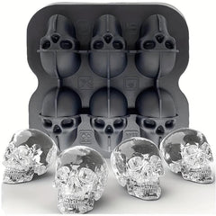 Skull Ice Cube Mold Silicone Tray for Halloween Whiskey Candy Chocolate