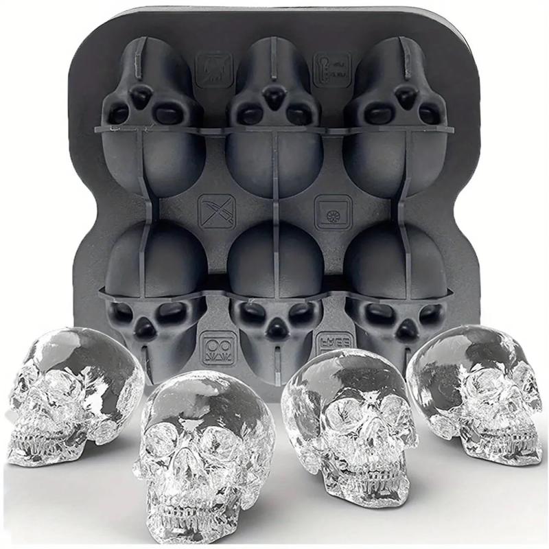 Skull Ice Cube Mold Silicone Tray for Halloween Whiskey Candy Chocolate