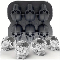 Skull Ice Cube Mold Silicone Tray for Halloween Whiskey Candy Chocolate