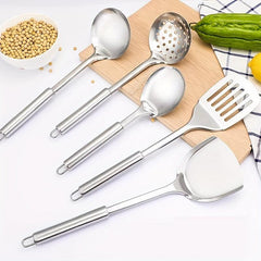 5pcs Stainless Steel Kitchen Utensils with Holder Rack