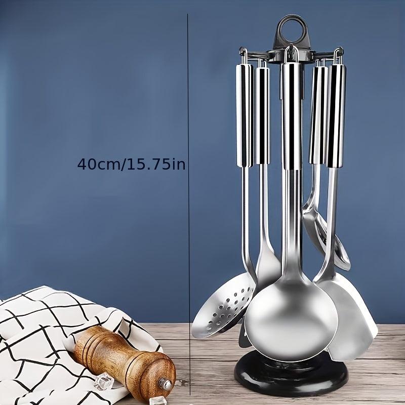 5pcs Stainless Steel Kitchen Utensils with Holder Rack