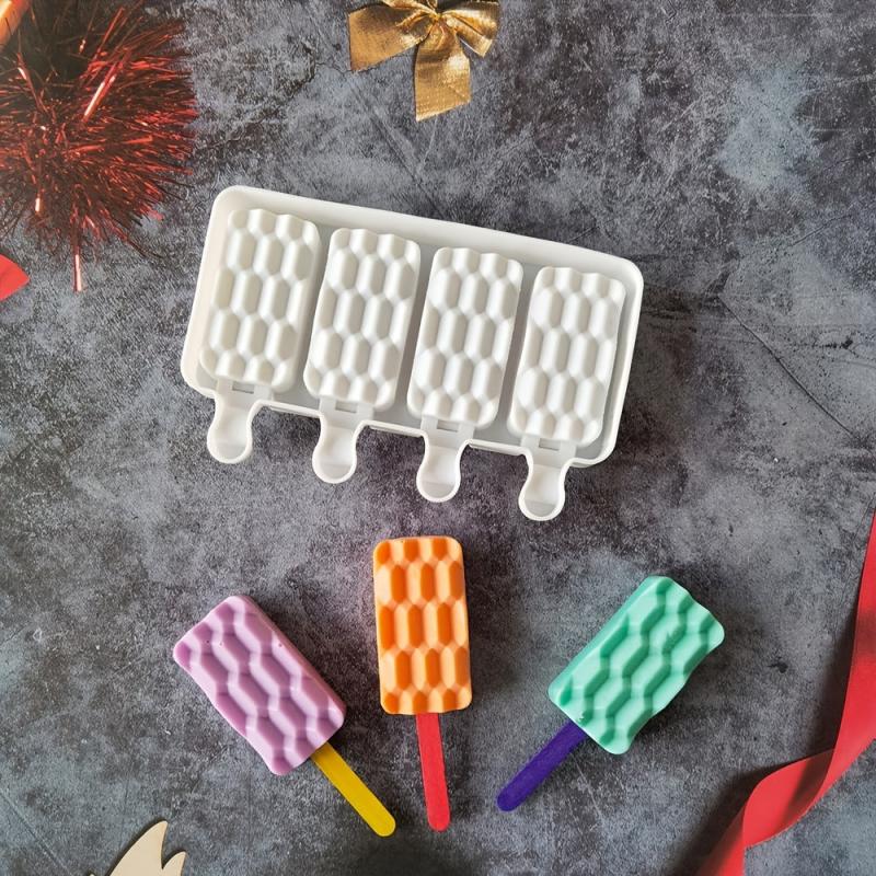 4 Floor Tiles Ice Cream Mold Silicone Popsicle Ice Cream Cake Mold