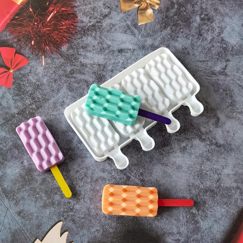 4 Floor Tiles Ice Cream Mold Silicone Popsicle Ice Cream Cake Mold