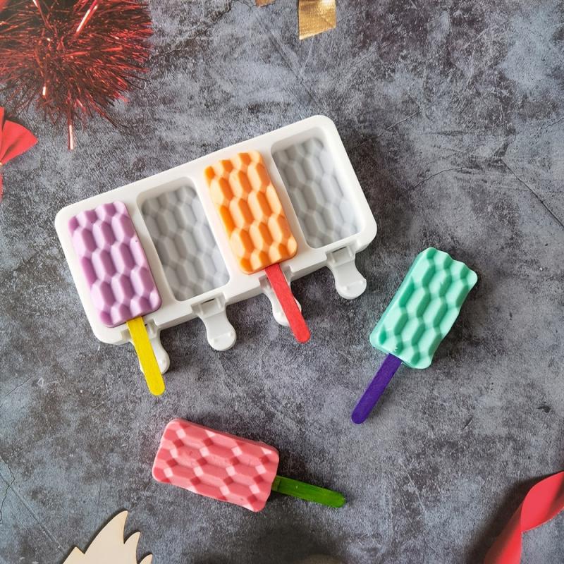 4 Floor Tiles Ice Cream Mold Silicone Popsicle Ice Cream Cake Mold