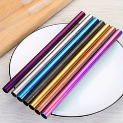 5pcs Stainless Steel Straws Set, Bubble Tea Straw with Brush
