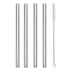 5pcs Stainless Steel Straws Set, Bubble Tea Straw with Brush