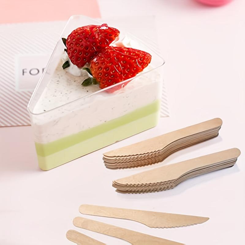 100 Pack Disposable Wooden Knives, Eco Friendly, Compostable