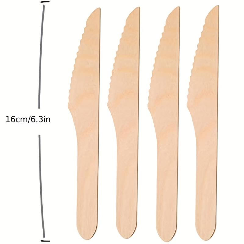 100 Pack Disposable Wooden Knives, Eco Friendly, Compostable