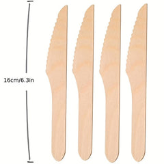 100 Pack Disposable Wooden Knives, Eco Friendly, Compostable