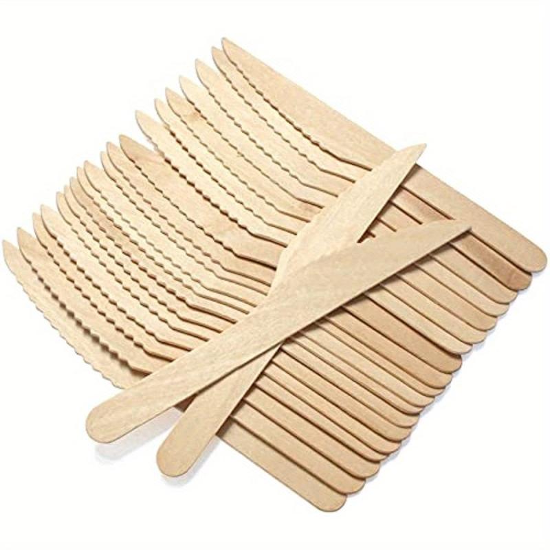 100 Pack Disposable Wooden Knives, Eco Friendly, Compostable