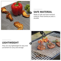 2pcs BBQ Grid Mat Non-stick Fiberglass Grill Net