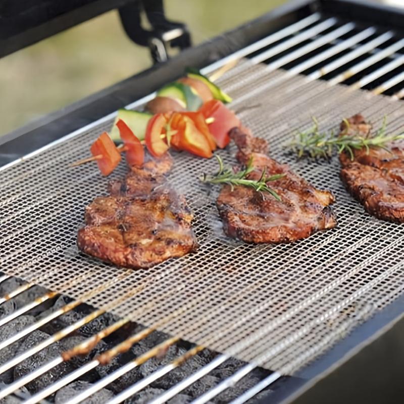 2pcs BBQ Grid Mat Non-stick Fiberglass Grill Net
