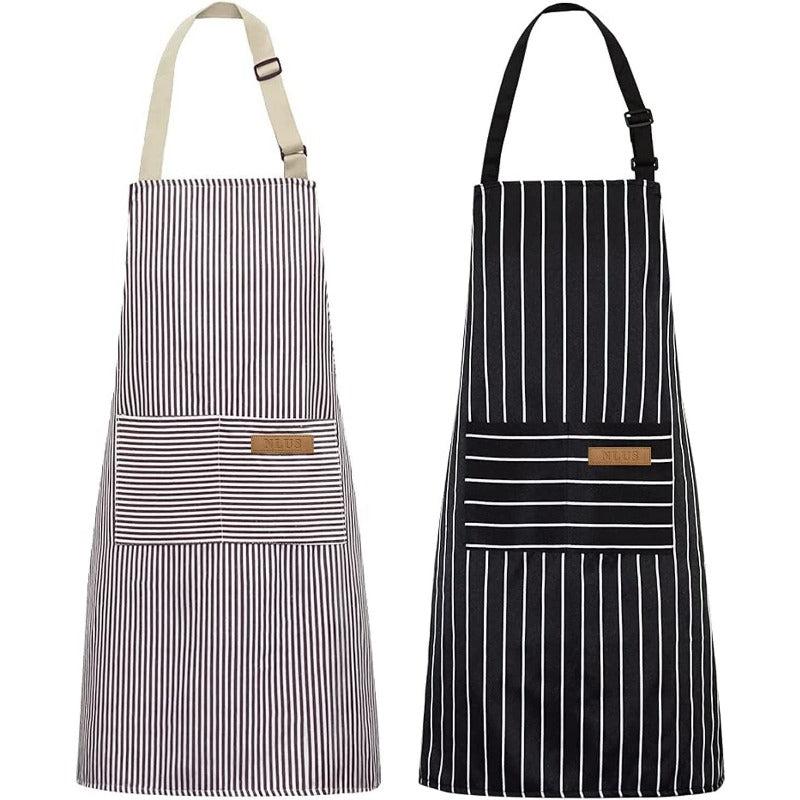 Polyester Apron Unisex Adjustable Cooking Apron Two Pockets Solid Apron