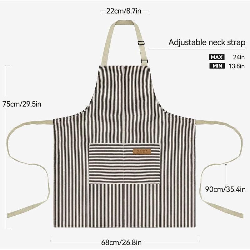 Polyester Apron Unisex Adjustable Cooking Apron Two Pockets Solid Apron