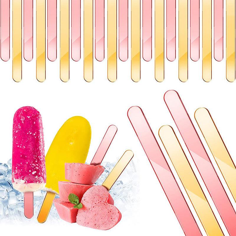 Acrylic Popsicle Stick Reusable Cake Ice Cream Sticks 4.3 Inches