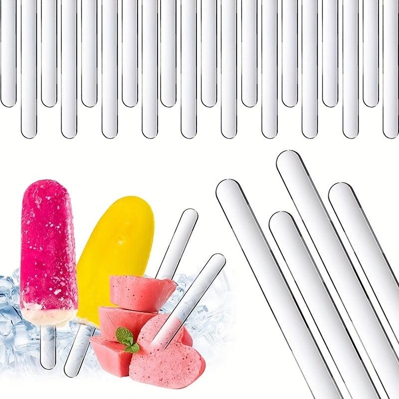 Acrylic Popsicle Stick Reusable Cake Ice Cream Sticks 4.3 Inches