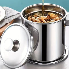 Large Capacity Stainless Steel Filter Pot with Lid and Filter Net