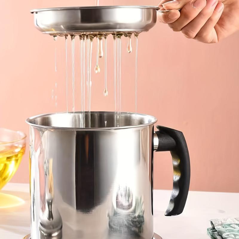Large Capacity Stainless Steel Filter Pot with Lid and Filter Net