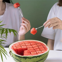 3pcs Watermelon Slicer Stainless Steel Cutter Divider Reusable with 2 Forks