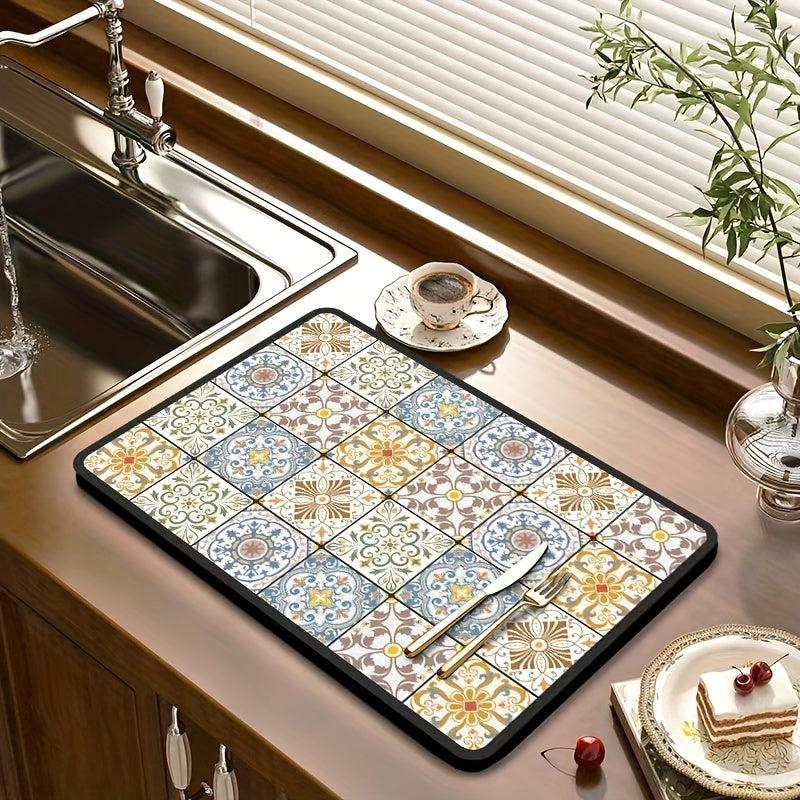 1pc Dish Drying Pad Bathroom Kitchen Drain Mat Diatom Mud Faucet Absorbent Mat