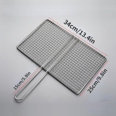 Stainless Steel Fish Grilling Basket w/ Handle for BBQ