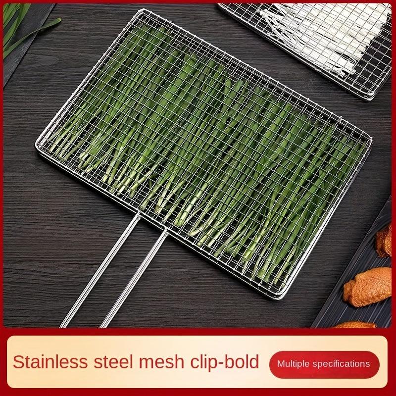 Stainless Steel Fish Grilling Basket w/ Handle for BBQ