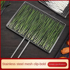 Stainless Steel Fish Grilling Basket w/ Handle for BBQ