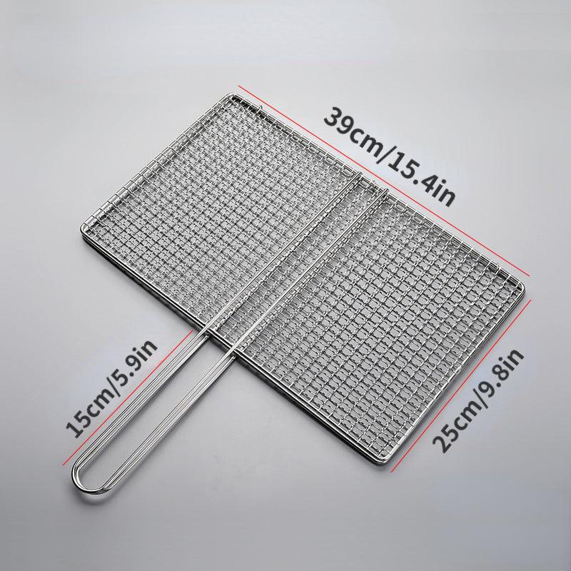 Stainless Steel Fish Grilling Basket w/ Handle for BBQ