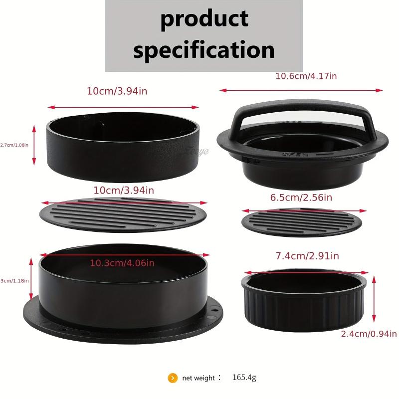 3 in 1 Burger Press Aluminum Patty Maker Non Stick BBQ Kitchen Meat Press