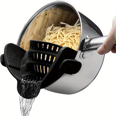 Adjustable Silicone Pot Strainer and Pasta Strainer - Easy to Use and Clean