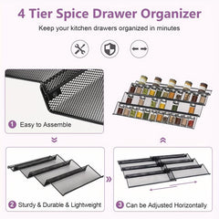 Spice Drawer Organizer Set 24 Jars Tray Rack Seasoning Jars Insert