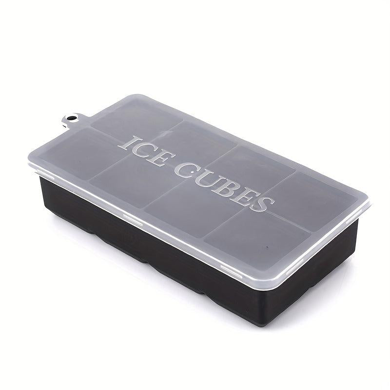 1pc Silicone Ice Tray with Lid for 8 Giant Ice Cubes, Whiskey Cocktails