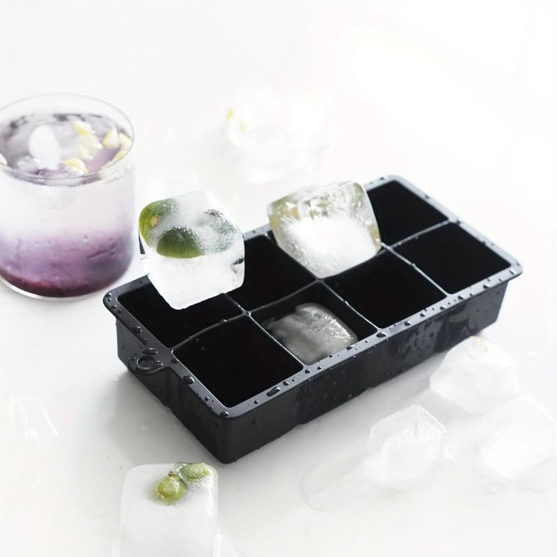 1pc Silicone Ice Tray with Lid for 8 Giant Ice Cubes, Whiskey Cocktails