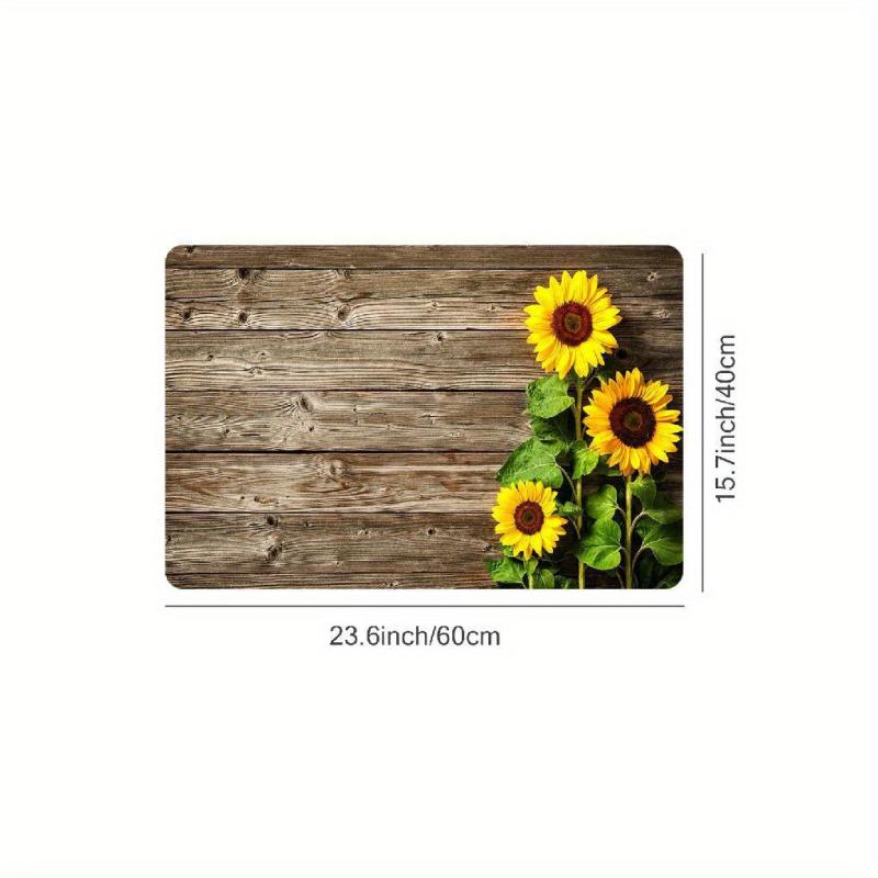 Waterproof Sunflower Kitchen Runner Rug 38x58cm Halloween Christmas Decor