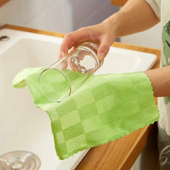 10pcs Microfiber Dish Cloth Wipes Kitchen Glass Scouring Pad Cleaning Rags