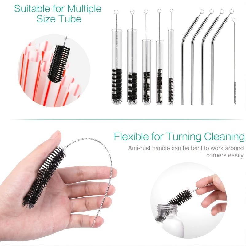 10pcs Reusable Stainless Steel Bottle Cleaning Brush Set
