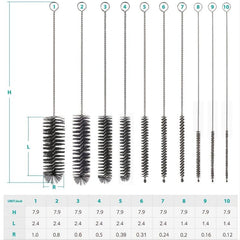 10pcs Reusable Stainless Steel Bottle Cleaning Brush Set