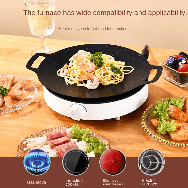 Nonstick BBQ Grill Pan Round Grilling Tray Heat Resistant Cookware Barbecue Tool